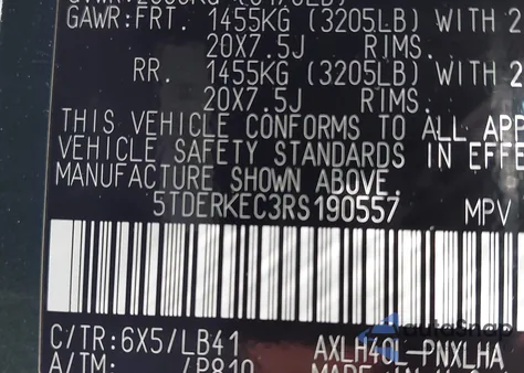 2024 Toyota Sienna Platinum z USA, uszkodzony, nr VIN 5TDERKEC3RS190557